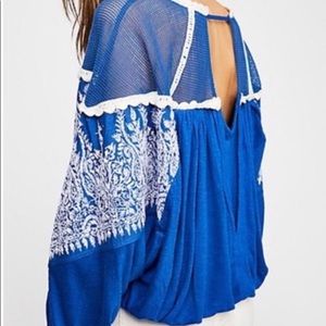NWT-Free People | Carly | Blue Dolman Sleeve Top-M